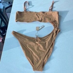 Skims Plus Size Swim Strapless Monokini almond size 4x